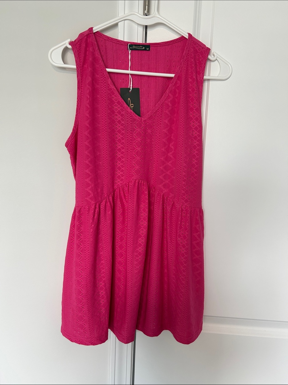 Sleeveless Peplum Tank Top in Fuchsia by Unknown Brand